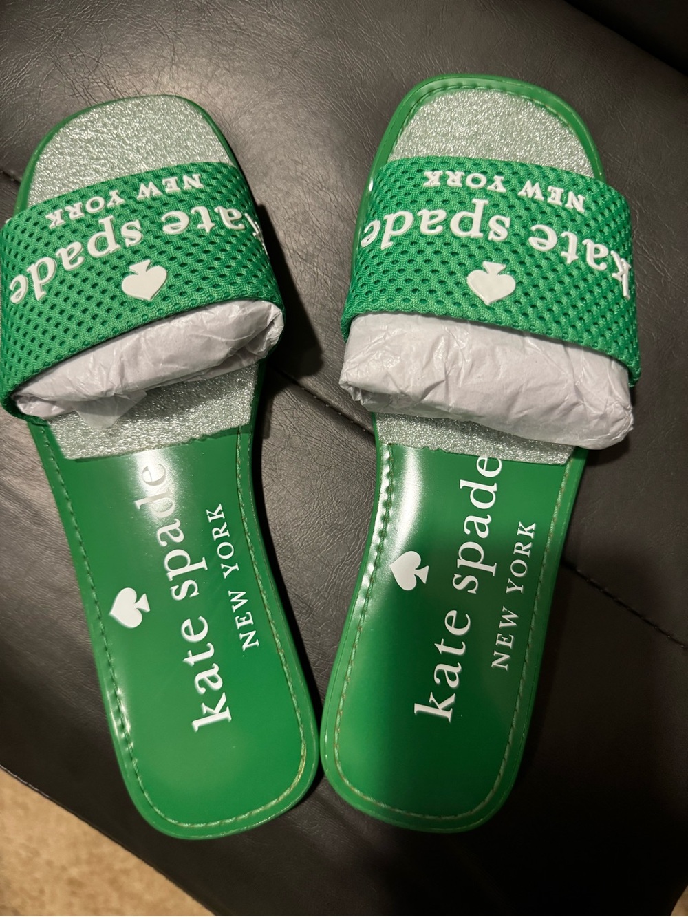 NWT Kate Spade New York Green Mesh Slide Sandals Size 8